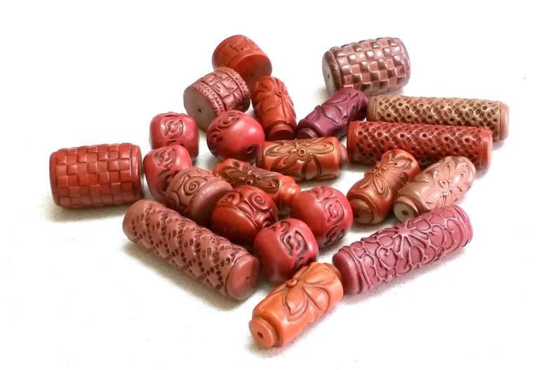 Polymer Clay Tutorial, Learn How To Make Textured And Hollow Tube Beads Using Nothing But Clay. Art Beads Making Tutorial. image 3