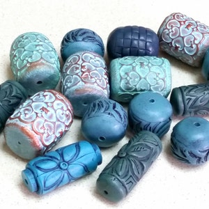 Polymer Clay Tutorial, Learn How To Make Textured And Hollow Tube Beads Using Nothing But Clay. Art Beads Making Tutorial. image 5
