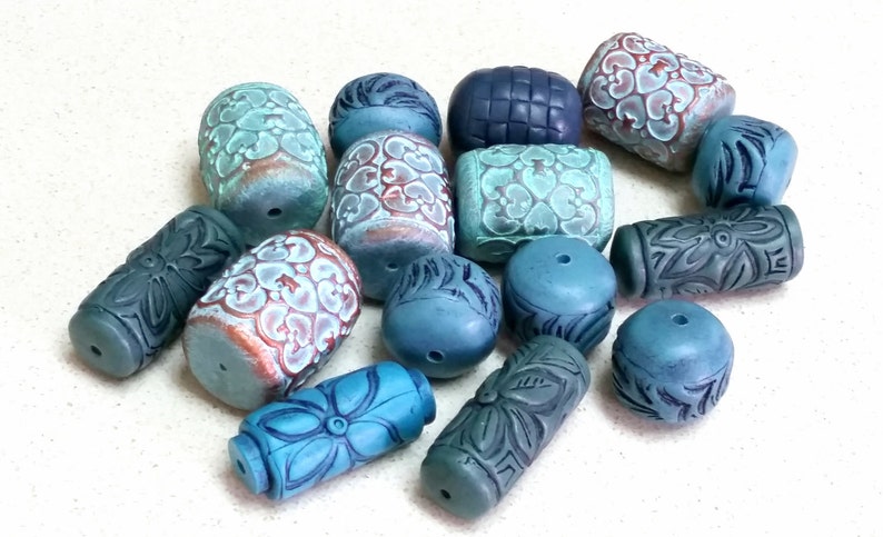 Polymer Clay Tutorial, Learn How To Make Textured And Hollow Tube Beads Using Nothing But Clay. Art Beads Making Tutorial. image 5
