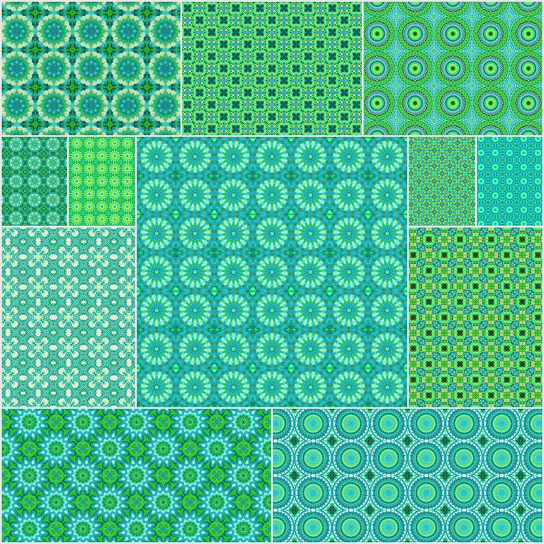 12x12 Green Scrapbooking Paper Pack Digital Paper Collection Etsy