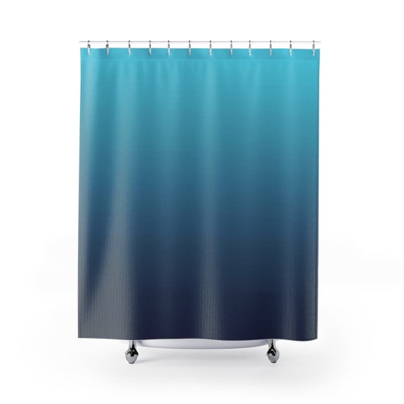 Blue Shower Curtain Bold Blue And Turquoise Gradient Bathroom Etsy