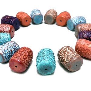 Polymer Clay Tutorial, Learn How To Make Textured And Hollow Tube Beads Using Nothing But Clay. Art Beads Making Tutorial.