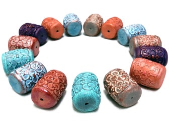 Polymer Clay Tutorial, Learn How To Make Textured And Hollow Tube Beads Using Nothing But Clay. Art Beads Making Tutorial.