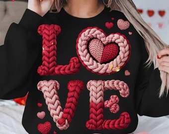 Faux Yarn Crochet Heart PNG, Valentine's Day Love (Digital Download)