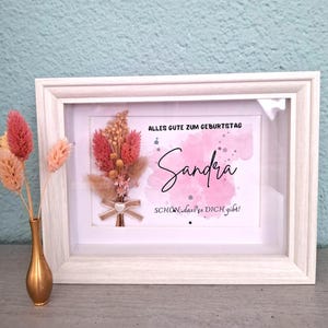 Personalisierte Geburtstagkarte mit Blumenstrauß im Rahmen für Freundin,Mama,Kollegin,Nachbarin,Geschenk zum Geburtstag,Karte Happy Birthday