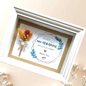 Personalisiertes Geschenk für Hebamme, 3d Bilderrahmen mit Trockenblumen,Hebamme mit Herz,Danke sagen für Hebammen,Glück ist eine Hebamme...
