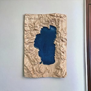 Lake Tahoe Wood Topographical Map | 3D Relief Map Decor | Unique Lake Tahoe Map Gift | Gift For Him | Gift For Her | Lake Tahoe Gift