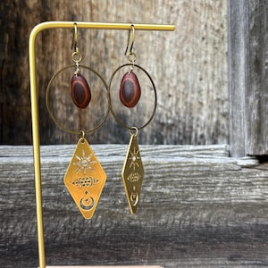 Earthy chic earrings-  mixed metal statement earrings