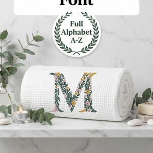 Floral Alphabet Embroidery Font - Flower Letters Botanical Embroidery Design - DST PES VIP VP3 Files - Cottagecore Floral Embroidery Letters image 16