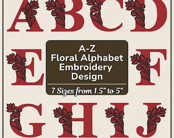 Fuente de bordado floral, monograma de enredadera negra y dorada, diseños de bordado a máquina digitalizados para toallas, alfabeto de puntada de satén PES
