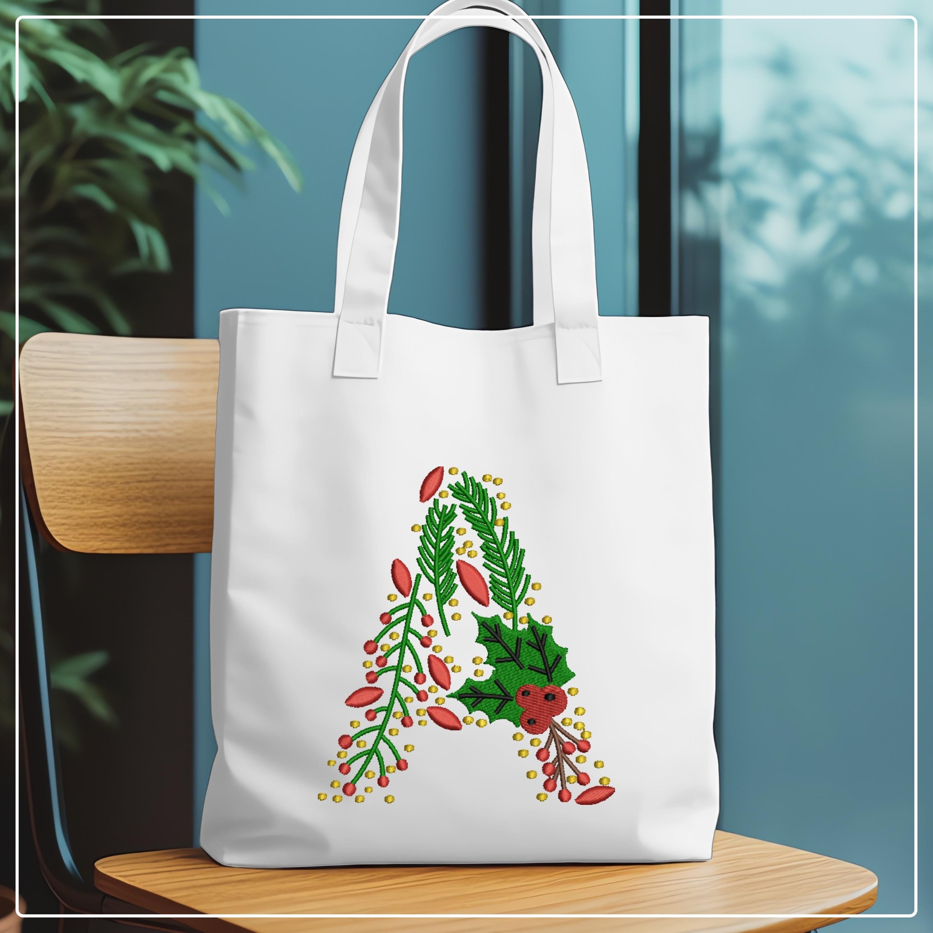 Christmas Embroidery Font A-Z Alphabet, Floral Alphabet Embroidery Font ...