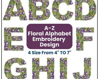 Flower Letters Embroidery Font - Floral Font Embroidery Design - Botanical Embroidery DST PES VIP VP3 Files - Floral Alphabet Elegant
