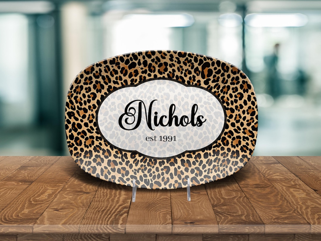 Leopard Print Plate or Platter, Personalized Gift, Unbreakable ...