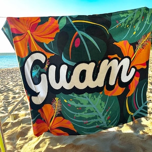Guam Islander Hibiscus Flower Throw Blanket Designed by Native Chamorro Artist