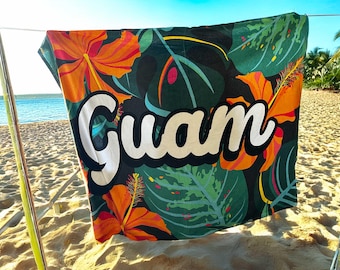 Guam Islander Hibiscus Flower Throw Blanket Designed by Native Chamorro Artist