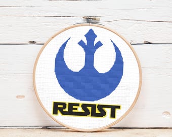 Star Wars Rebel Alliance Cross Stitch Pattern: Blue Resist Logo (PDF Download)