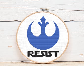 Star Wars Rebel Alliance Cross Stitch Pattern: Blue Resist Logo (PDF Pattern)