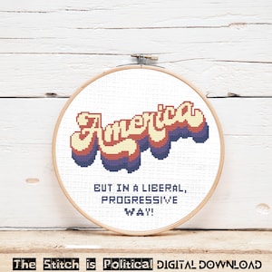 Liberal America Cross Stitch Pattern: Modern Democrat USA (PDF Downloadable Pattern Keeper Included)