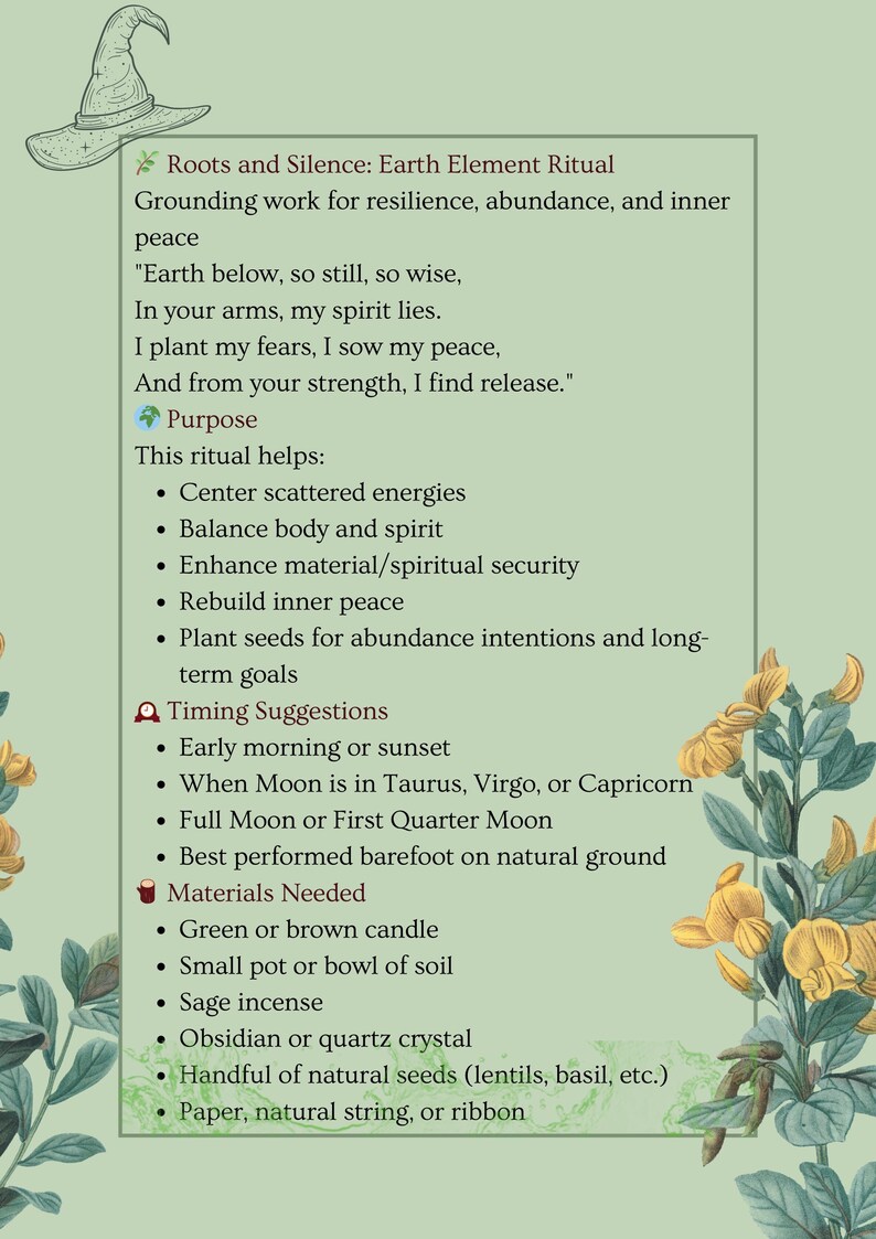 Earth Element Ritual: Grounding Spell for Abundance (PDF) - Etsy