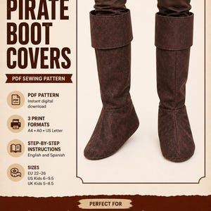 Kids Pirate Boot Covers Sewing Pattern | Halloween Cosplay Costume (PDF Download)