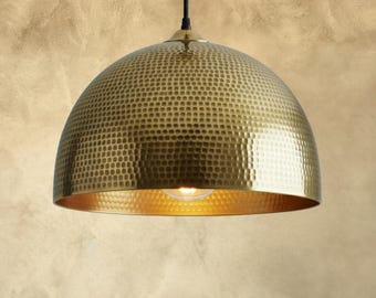 Messing koperen koepelhanglamp, rustieke Marokkaanse plafondlamp, handgemaakte verlichting