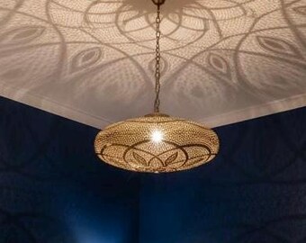 Moroccan Brass Pendant Lamp: Handmade Light Fixture