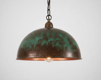 Handcrafted Oxidized Dome Lights for Farmhouse Dining or Kitchen