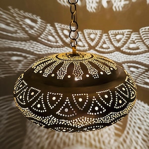 Moroccan Decorative Ceiling Light Fixtures, Handmade Engraved Brass Lamps