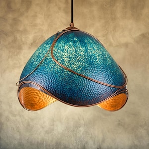 Patina Copper Pendant Light, Blue ceiling lights