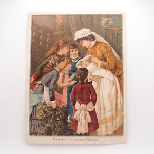 Lot de grandes cartes anciennes pour les fêtes de l'époque victorienne, grand 8 x 6, cadeau de Noël de maman A&P Co, plus petites cartes du Nouvel An et adorables petites cartes