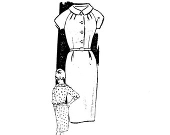 Anne Adams Sewing Pattern slim fit space age Dress rolled collar pencil skirt short or 3/4 sleeves 1950s 1960s #4573 sz 14/34 unused F/F