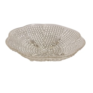 Vintage Hazel Atlas Teardrop 6&quot; Clear Footed Bowl Scalloped Edges