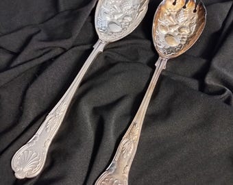Vintage 2-piece Silverplate Salad Serving Spoons Silvergraff Sheffield England