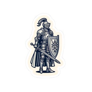 Medieval Chivalrous Knight Kiss-Cut Stickers, Vinatage Shield Stickers, Laptop Decals, Knight Art for Medieval Fans, Gifts for Him