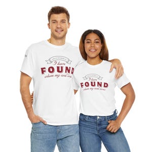 Personalisierte christliche Paare passende Hemden, religiöse Sein und Sie T-Shirts, gefunden Einzigartiges Design, Unisex Baumwoll-T-Shirt, Paar-Shirt