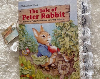The Tale of Peter Rabbit Little Golden book/ altered handmade junk journal