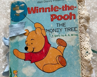 Vintage Winnie the Pooh Golden book/ altered handmade junk journal