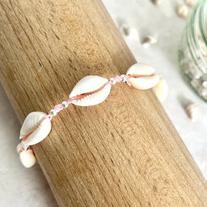 Cowrie shell bracelet anklet - adjustable boho beach anklet minimal surfer bracelet custom summer gift for her custom friendship bracelet