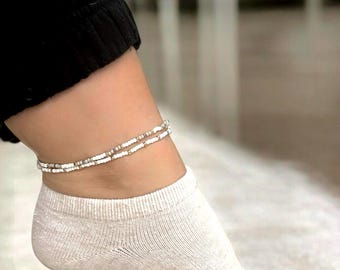 Handmade Boho Beaded Anklet Set – Adjustable Summer Beach Anklets