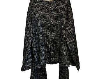 Set pigiama vintage Playboy nero con stampa logo, camicia con bottoni, pantaloni taglia XL, stile Y2K.