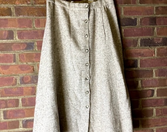 Vintage Orvis Tweed Button Up Midi Skirt