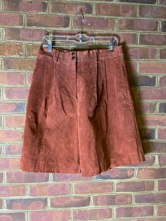 Vintage David Hollis Suede Leather Culottes Shorts