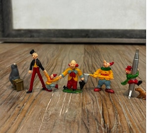 Vintage Circus Cake Toppers Decorations Clowns Animals Mini Figures Mixed Lot