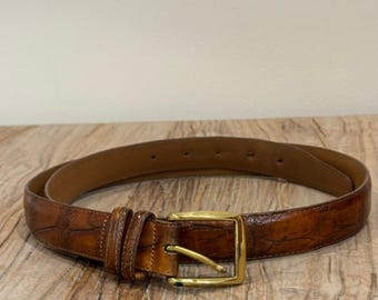Vintage Brighton Brown Brass Buckle Belt Made In USA 32106 Size 40