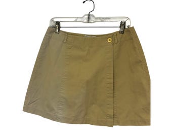 DKNY Jeans Khaki Wrap Skort Women's Size 10 Cotton Mini Skirt Shorts Beige