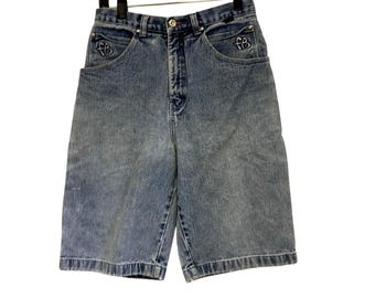 vintage FUBU Carpenter Short en jean baggy Y2K avec logo brodé, délavage clair, taille 18
