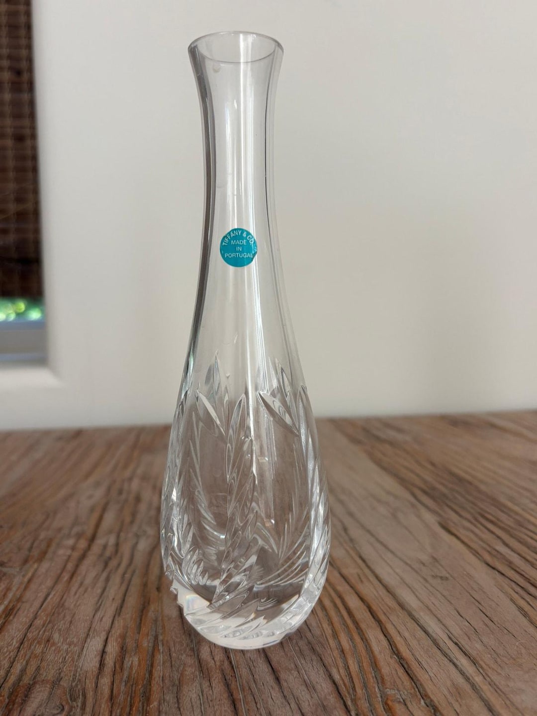 Tiffany & Co. Merion Clear Crystal Etched Vase 8” - Elegant Floral