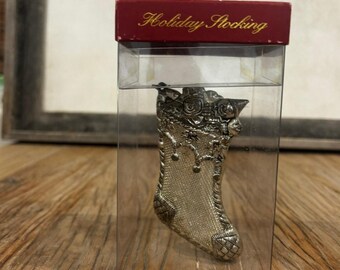 Lenox For the Holidays Silverplate Christmas Stocking Ornament w/ Box Vintage