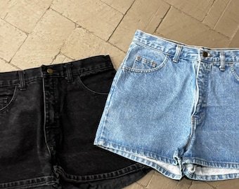 Vintage MDA Jeans Women's Denim Shorts Lot of 2 Size 12 Black Blue High Rise
