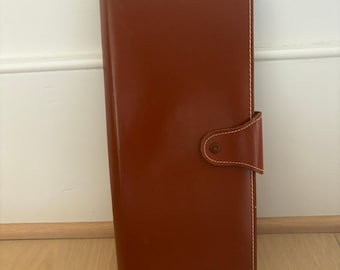 Vintage Top Grain Cowhide Leather Travel Document Portfolio Organizer USA